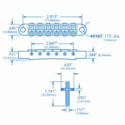 Gotoh Tune-o-matic Bridge With Standard Posts - StewMac -Strings + Accessories Shop 0167 1spec