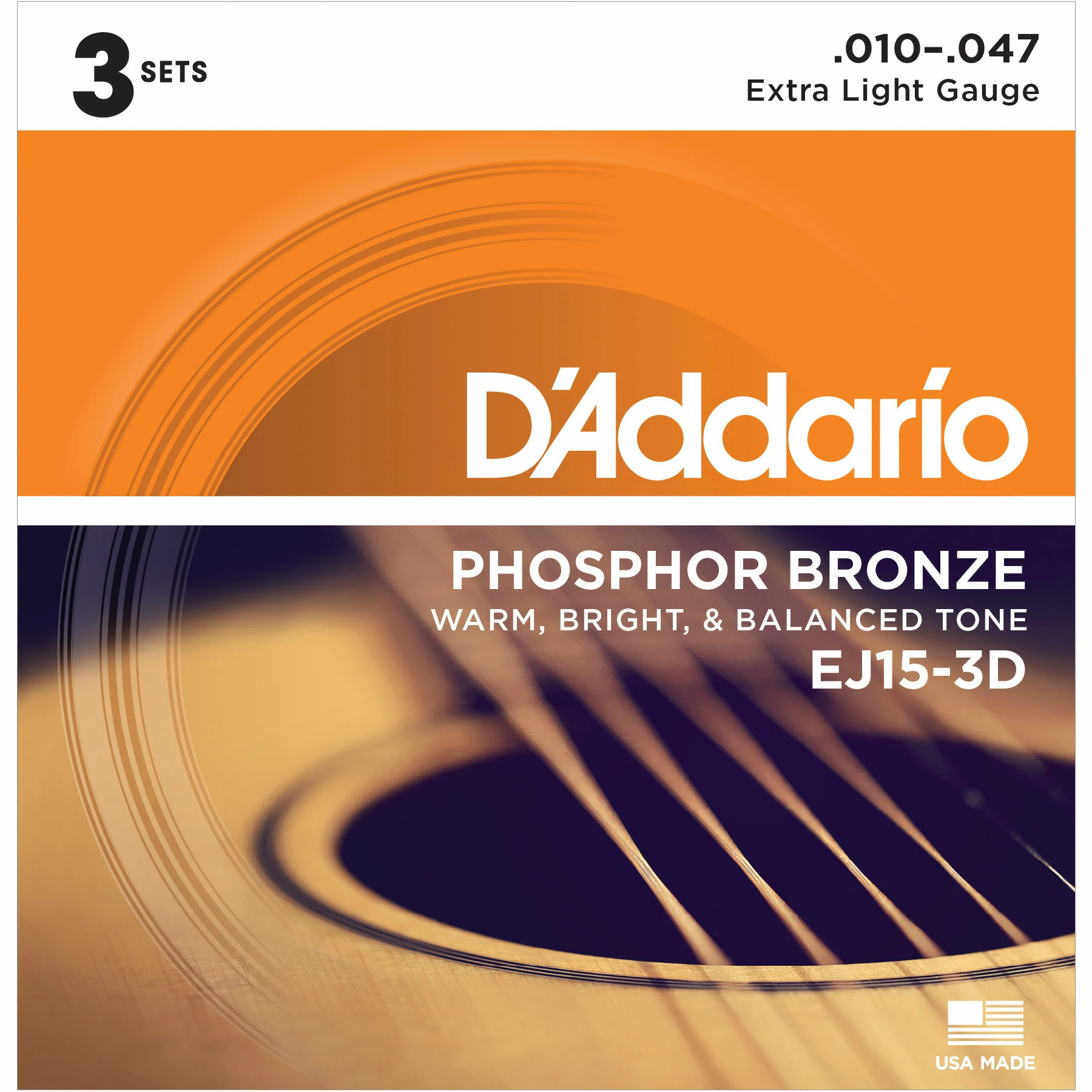 D'Addario Phosphor Bronze Wound Acoustic Guitar Strings, 3-pack - StewMac 2 D'Addario Phosphor Bronze Wound Acoustic Guitar Strings, 3-pack - StewMac - Image 2