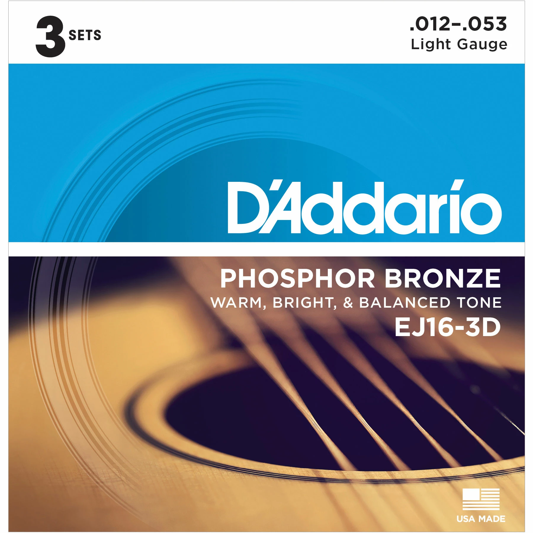 D'Addario Phosphor Bronze Wound Acoustic Guitar Strings, 3-pack - StewMac 3 D'Addario Phosphor Bronze Wound Acoustic Guitar Strings, 3-pack - StewMac - Image 3