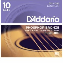 D'Addario Phosphor Bronze Wound Acoustic Guitar Strings, 10-pack - StewMac -Strings + Accessories Shop 10520 4 3000