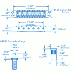 Gotoh Tune-o-matic Bridge With Studs/Bushings - StewMac -Strings + Accessories Shop 1511 1spec