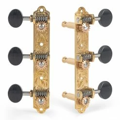 Waverly 3-On-Plate Guitar Tuners With Ebony Knobs For Solid Pegheads - StewMac -Strings + Accessories Shop 3502 br set on white 2000