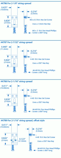 KTS Titanium Saddles For Strat - Set Of 6 - StewMac -Strings + Accessories Shop 4786 spec
