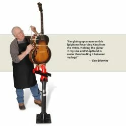 ShopStand And Guitar Repair Vise Set - StewMac -Strings + Accessories Shop 5391 3 dan on white 2700px