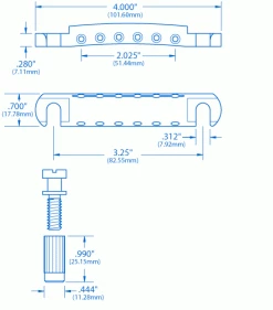Gotoh Aluminum Stop Tailpiece - StewMac 9 Gotoh Aluminum Stop Tailpiece - StewMac -Strings + Accessories Shop 5851 1spec
