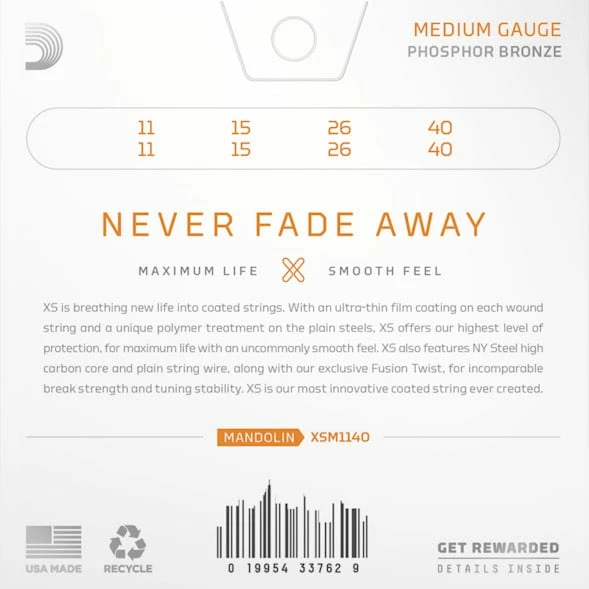 D'Addario XS Phosphor Bronze Mandolin Strings - StewMac 2 D'Addario XS Phosphor Bronze Mandolin Strings - StewMac - Image 2