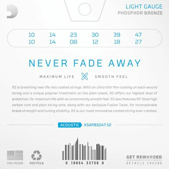 D'Addario XS Phosphor Bronze 12-string Acoustic Guitar Strings - StewMac 2 D'Addario XS Phosphor Bronze 12-string Acoustic Guitar Strings - StewMac - Image 2