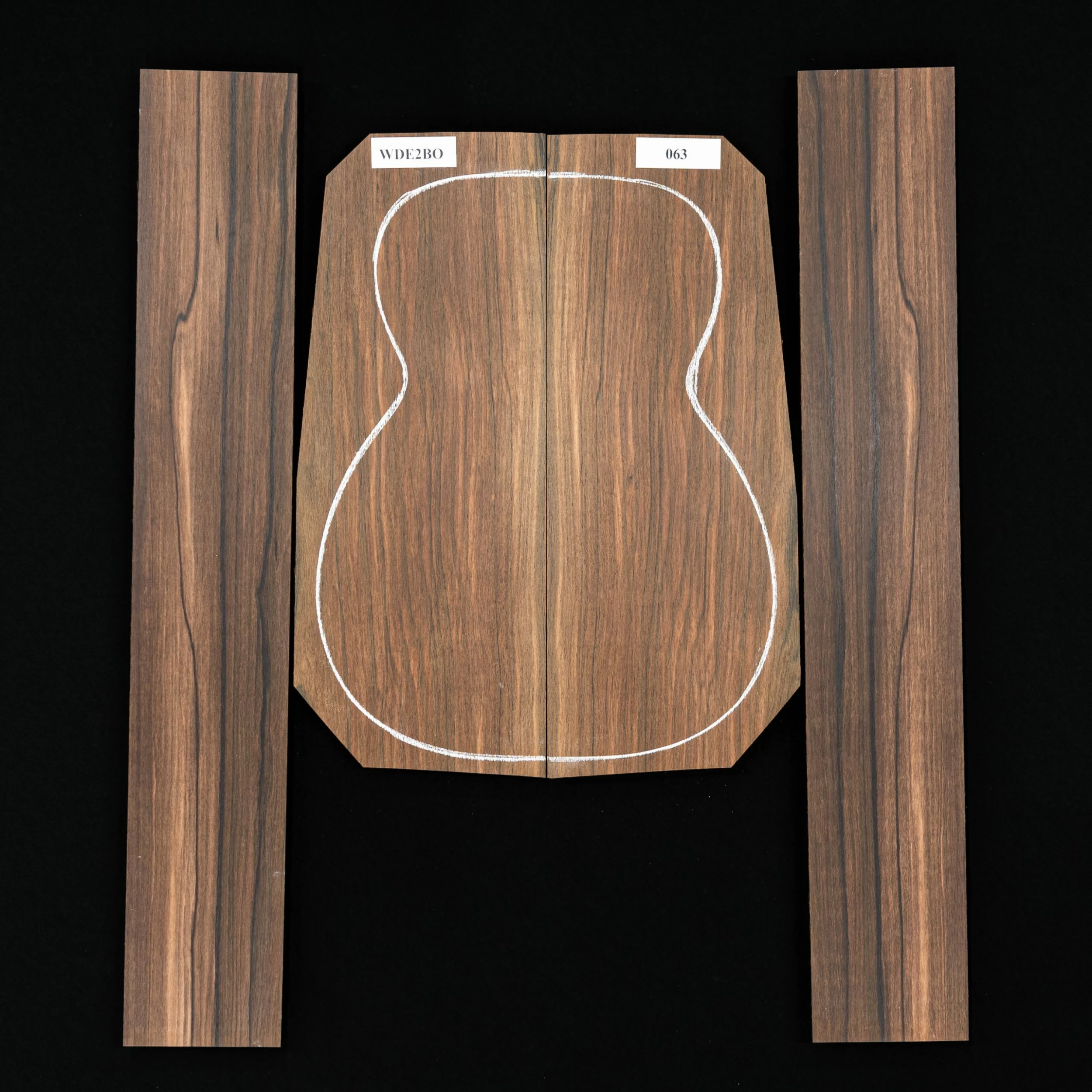 Malaysian Blackwood Back + Side Set - 063 - StewMac 1 Malaysian Blackwood Back + Side Set - 063 - StewMac
